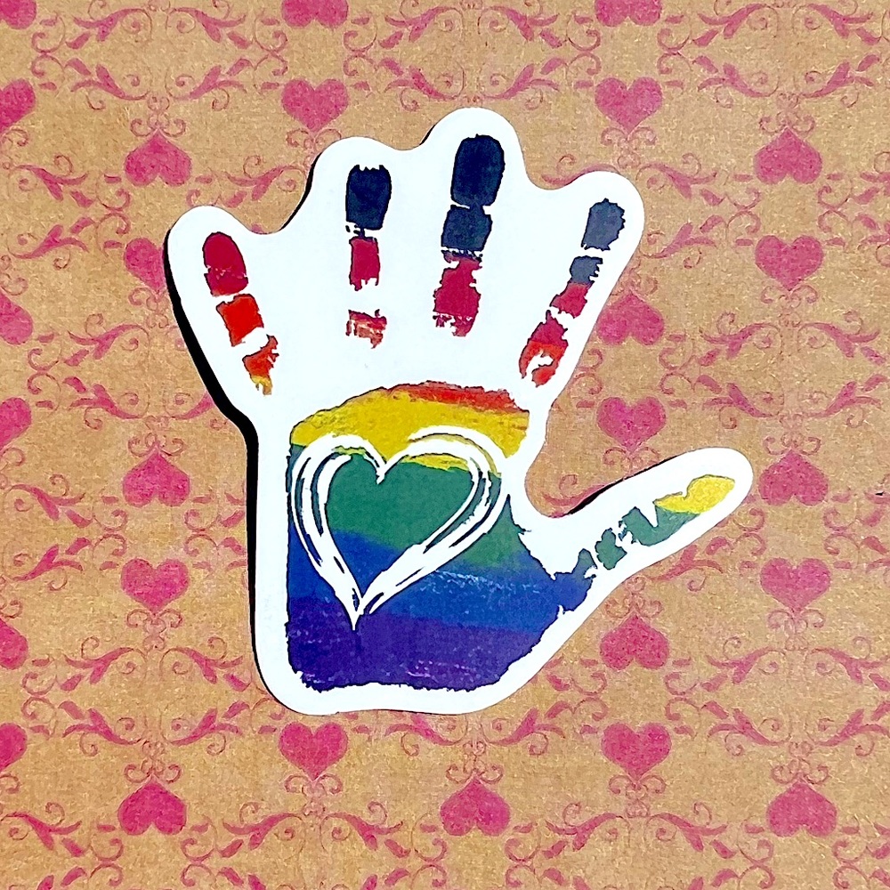 Hand Pride Month LGBTQIA + Rainbow Vibrant Single Decor Design Accent Sticker